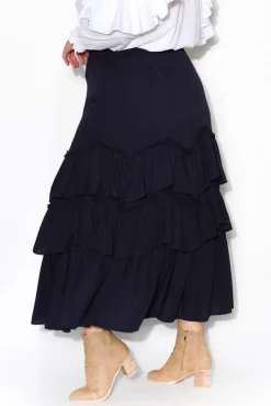 Skirts<Red Lotus Lexi Navy Ruffle Tier Skirt