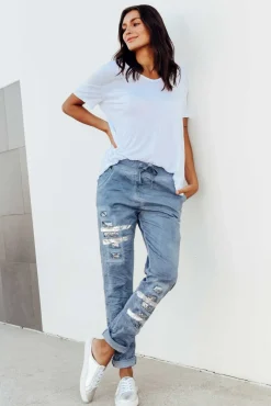 Pants<La Strada Lexus Blue Foil Stretch Pant