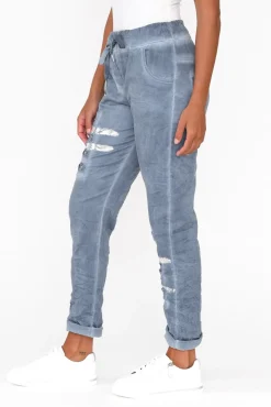 Pants<La Strada Lexus Blue Foil Stretch Pant