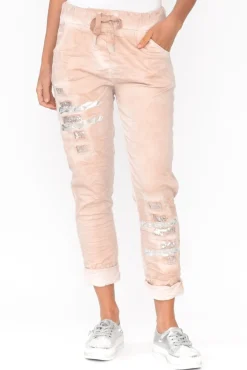Pants<La Strada Lexus Pink Foil Stretch Pant