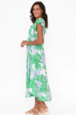 Midi Dresses<New U Collection Libby Green Botanical Midi Dress