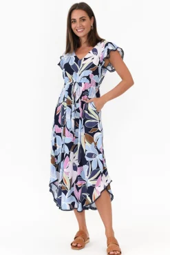 Midi Dresses<New U Collection Libby Navy Blossom Midi Dress