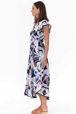 Midi Dresses<New U Collection Libby Navy Blossom Midi Dress