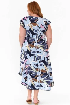 Midi Dresses<New U Collection Libby Navy Blossom Midi Dress