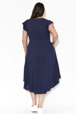 Midi Dresses<New U Collection Libby Navy Midi Dress