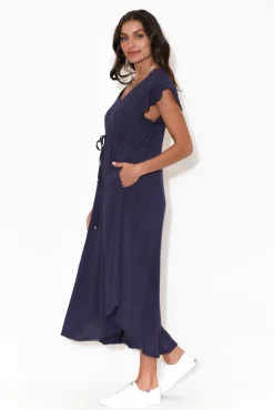 Midi Dresses<New U Collection Libby Navy Midi Dress