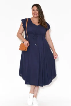 Midi Dresses<New U Collection Libby Navy Midi Dress