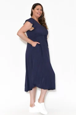 Midi Dresses<New U Collection Libby Navy Midi Dress