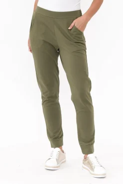 Pants<Betty Basics Lindsay Khaki Cotton Jogger Pant