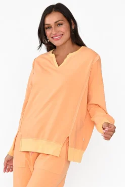 Cotton Tops<One Ten Willow Linnea Orange V Split Jumper