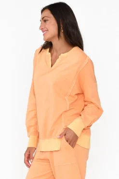 Cotton Tops<One Ten Willow Linnea Orange V Split Jumper