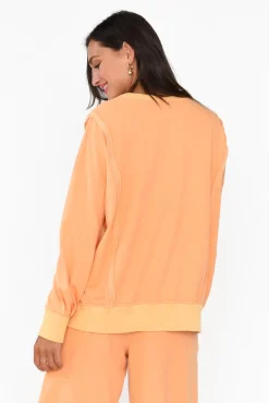 Cotton Tops<One Ten Willow Linnea Orange V Split Jumper
