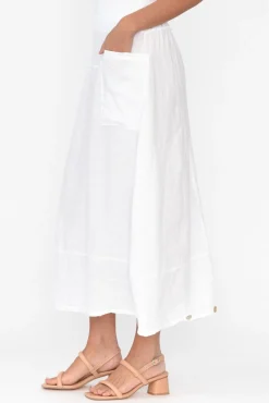 Skirts<La Strada Lisette White Linen Pocket Skirt