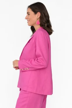 Jackets<Betty Basics Lisset Hot Pink Linen Blend Blazer