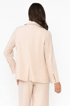 Jackets<Betty Basics Lisset Natural Stripe Linen Blend Blazer