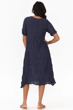 Cotton Dresses<Willow Tree Lloyd Navy Midi Dress