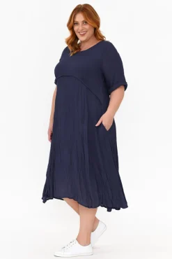 Cotton Dresses<Willow Tree Lloyd Navy Midi Dress