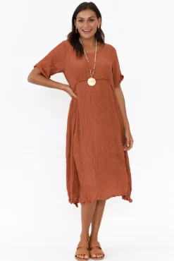 Cotton Dresses<Willow Tree Lloyd Rust Midi Dress