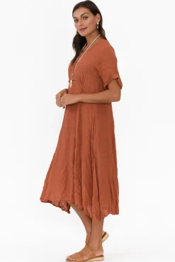 Cotton Dresses<Willow Tree Lloyd Rust Midi Dress
