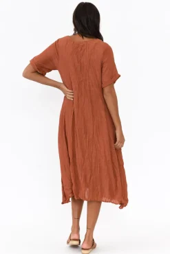 Cotton Dresses<Willow Tree Lloyd Rust Midi Dress