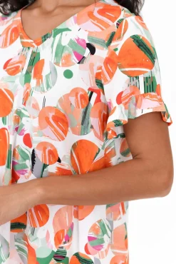 Sleeved Tops<Willow Tree Logan Orange Spot Ruffle Top