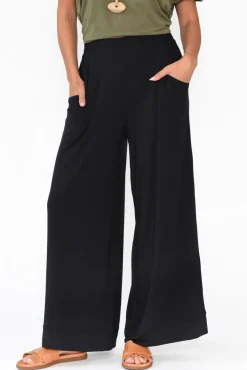 Pants<Tani Lola Black Micro Modal Wide Leg Pant