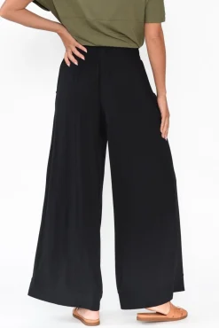 Pants<Tani Lola Black Micro Modal Wide Leg Pant