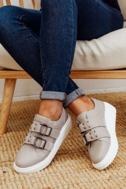 Leather Sneakers<Bay Lane Lovett Stone Platform Sneaker