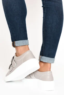 Leather Sneakers<Bay Lane Lovett Stone Platform Sneaker