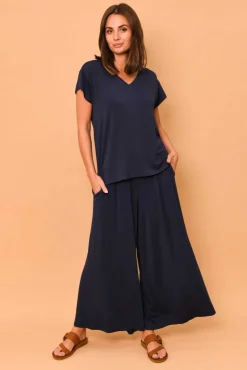 Pants<Willow Tree Lowen Navy Modal Wide Leg Pant