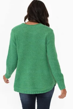 Cotton Tops<Willow Tree Lucas Green Knit Button Jumper