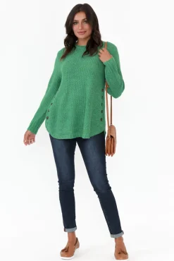 Cotton Tops<Willow Tree Lucas Green Knit Button Jumper