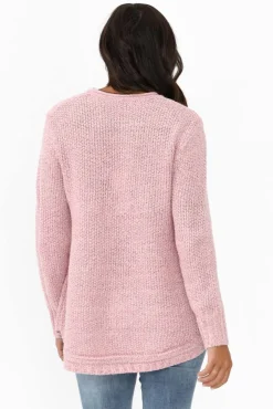 Cotton Tops<Willow Tree Lucas Pink Knit Button Jumper