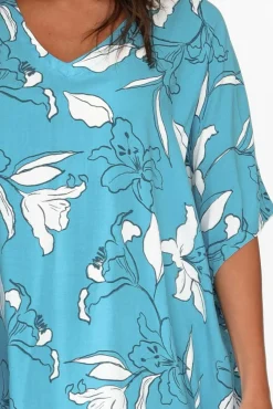 Above Knee Dresses<Isabella Boho Luce Blue Blossom Kaftan