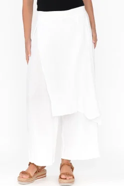 Pants<La Strada Lucienne White Linen Layer Pant