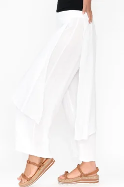 Pants<La Strada Lucienne White Linen Layer Pant