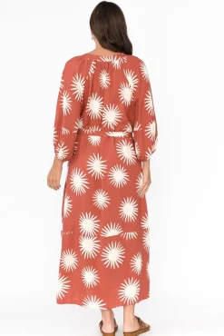 Midi Dresses<Label of Love Ludie Rust Flower Pocket Dress