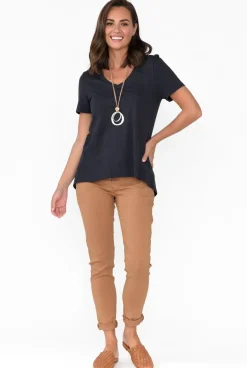 Cotton Tops<Betty Basics Luella Charcoal Cotton Tee