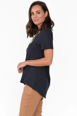 Cotton Tops<Betty Basics Luella Charcoal Cotton Tee