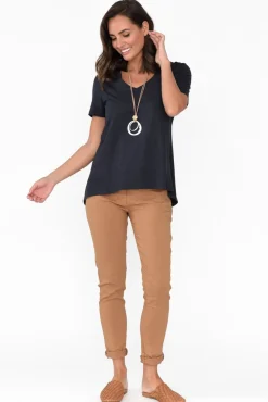 Cotton Tops<Betty Basics Luella Charcoal Cotton Tee
