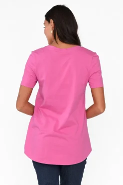 Cotton Tops<Betty Basics Luella Hot Pink Cotton Tee