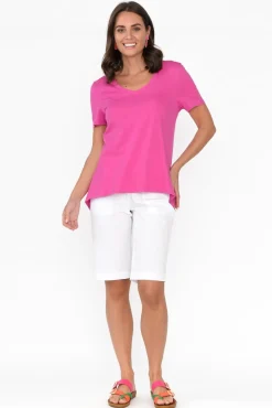 Cotton Tops<Betty Basics Luella Hot Pink Cotton Tee