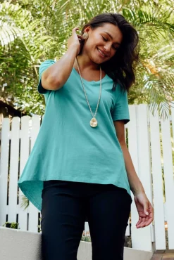 Cotton Tops<Betty Basics Luella Jade Green Cotton Tee