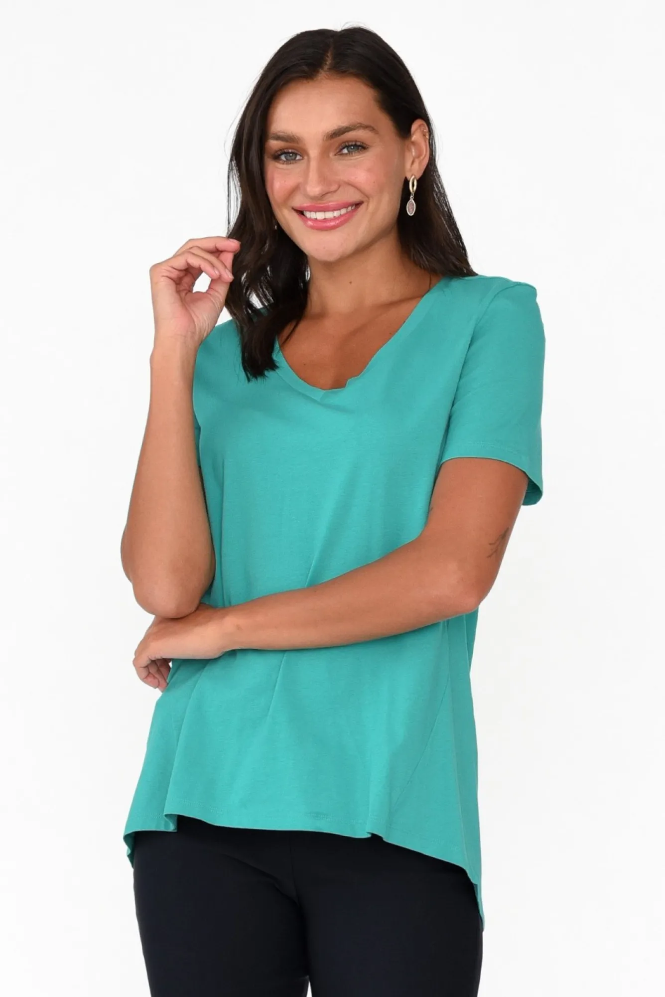 Cotton Tops<Betty Basics Luella Jade Green Cotton Tee