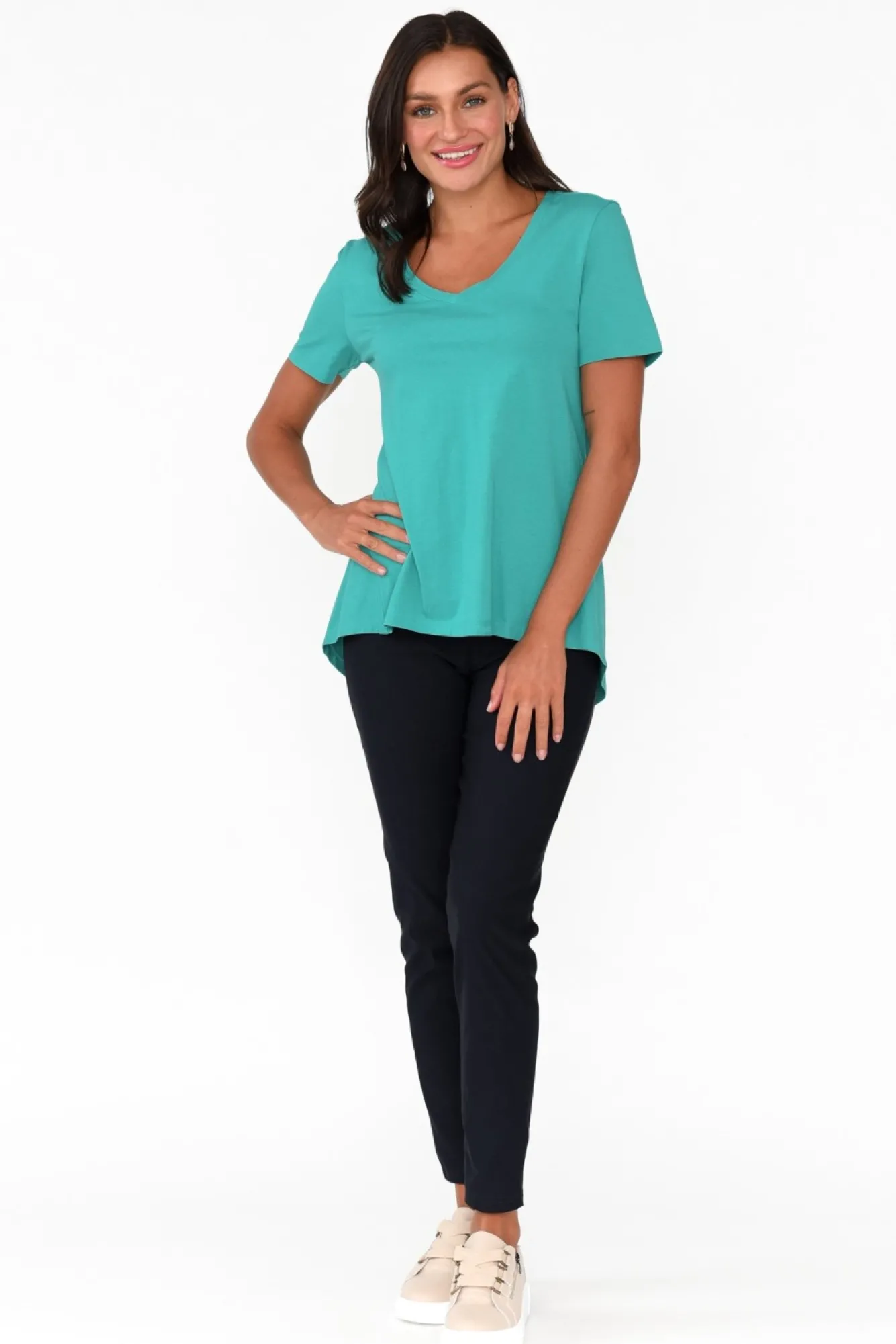 Cotton Tops<Betty Basics Luella Jade Green Cotton Tee