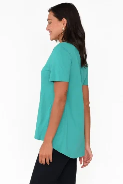 Cotton Tops<Betty Basics Luella Jade Green Cotton Tee