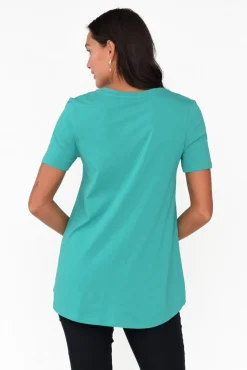 Cotton Tops<Betty Basics Luella Jade Green Cotton Tee