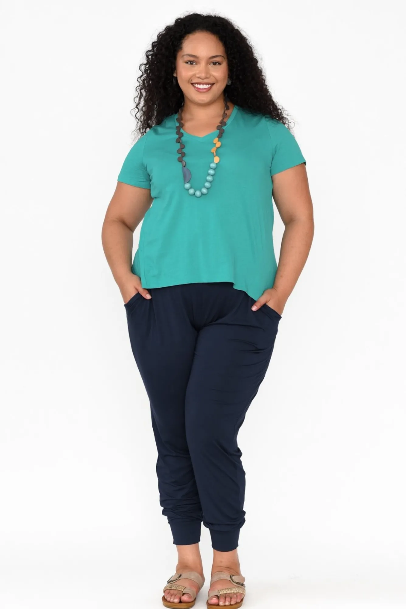 Cotton Tops<Betty Basics Luella Jade Green Cotton Tee
