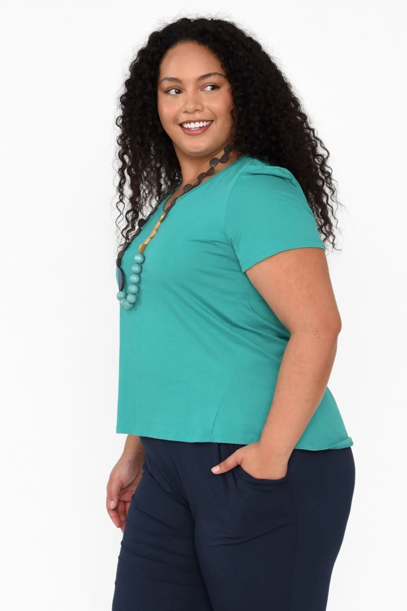 Cotton Tops<Betty Basics Luella Jade Green Cotton Tee