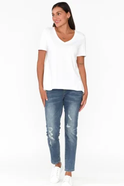 Cotton Tops<Betty Basics Luella White Cotton Tee